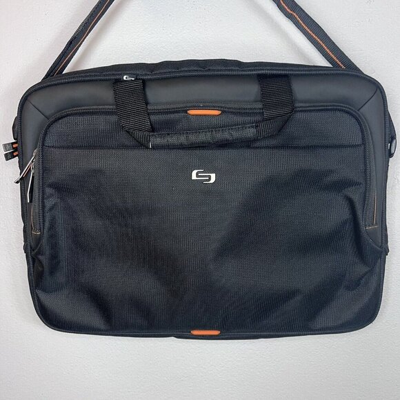 Solo Black Padded Laptop Computer Carrying Case Bag Tote Zippered Pockets - Picture 2 of 14